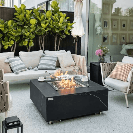 Elementi Plus Sofia Marble Porcelain Fire Table OFP103BB