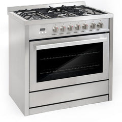 Cosmo Commercial-Style 36" Single Oven Dual Fuel Range with 8 Function 3.8 cu. ft. Convection Oven in Stainless Steel - COS-F965NF