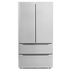 Cosmo 4 Piece Kitchen Appliance Packages with 36" Freestanding Gas Range 36" Island Range Hood 24" Built-in Integrated Dishwasher & French Door Refrigerator