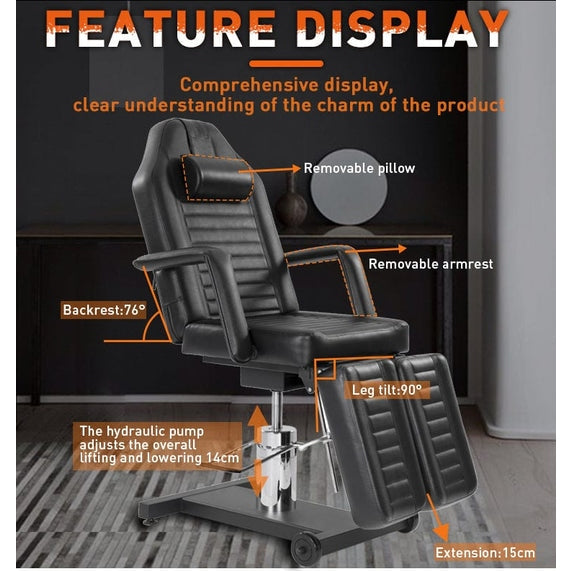 TatArtist Hydraulic Adjustment, Simple Style Tattoo Client Chair FF-DPI-FCCHR-8322C-BLK