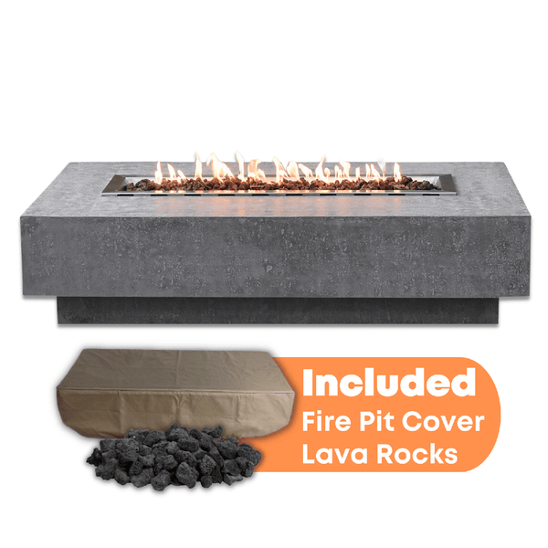 Elementi - Hampton Rectangle Concrete Fire Pit Table OFG139