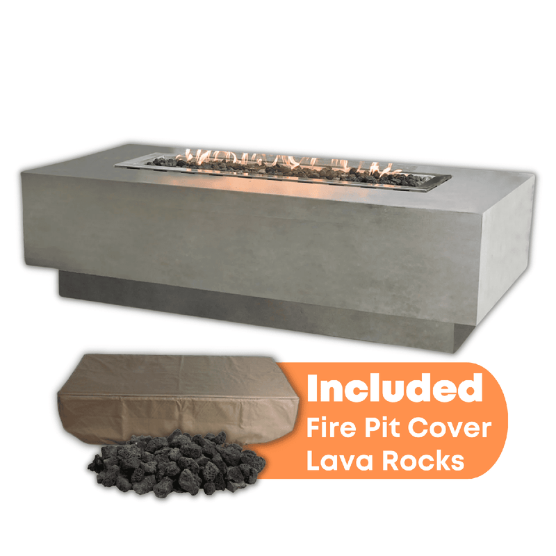 Elementi - Granville Rectangular Concrete Fire Pit Table OFG121