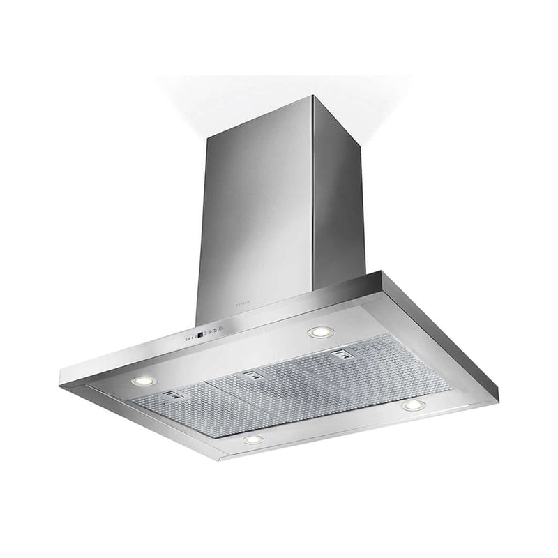 Faber Stratus Isola White Glass Ceiling Mount Island Range Hood With Size Options - STRTIS36WHNB