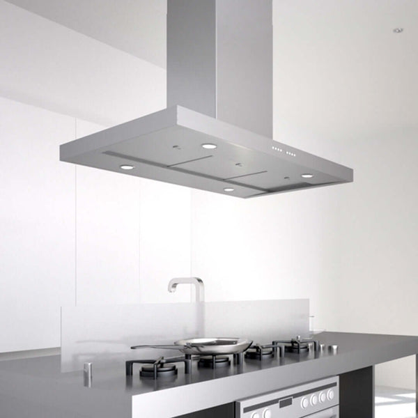 Faber Stratus Isola White Glass Ceiling Mount Island Range Hood With Size Options - STRTIS36WHNB