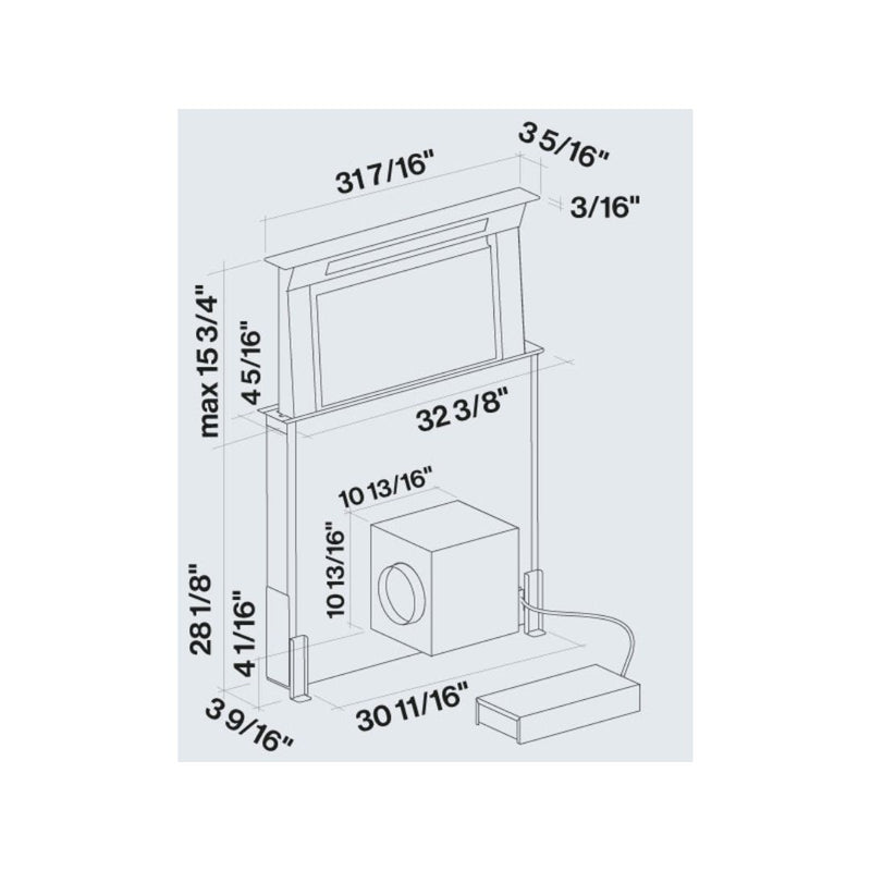 Falmec 36 In. 600 Cfm Down Draft Range Hood in Stainless Steel- Motor Required - Fddow36t6ss