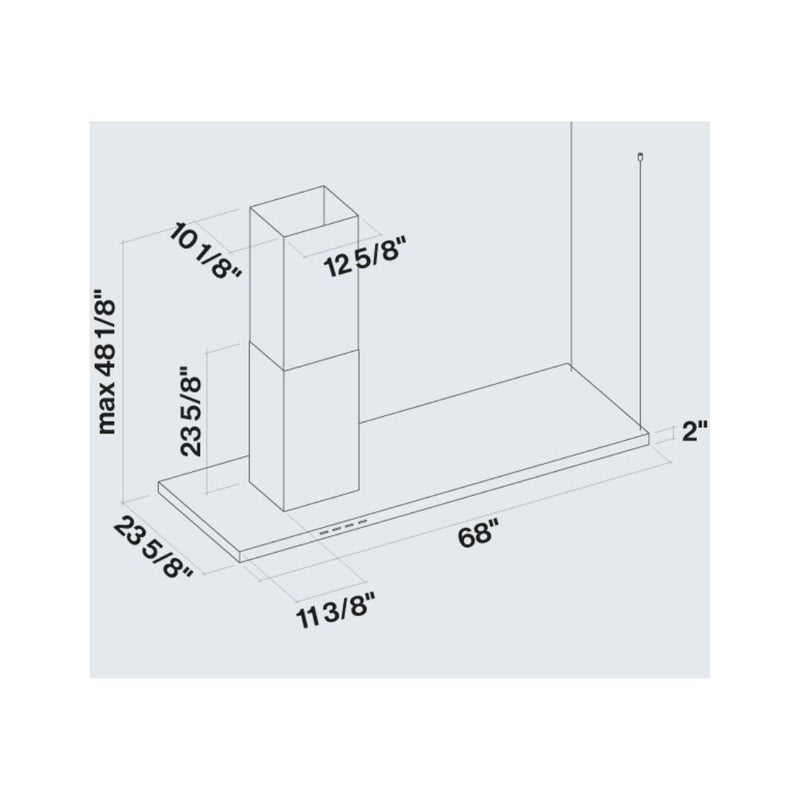 Falmec Lumen Isola 70 in Overhang Island Mount Range Hood in Stainless Steel - Fdlum70i5ss