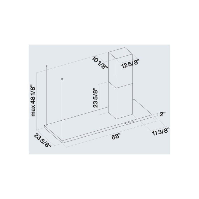 Falmec Lumen Isola 70 in Overhang Island Mount Range Hood in Stainless Steel - Fdlum70i5ss