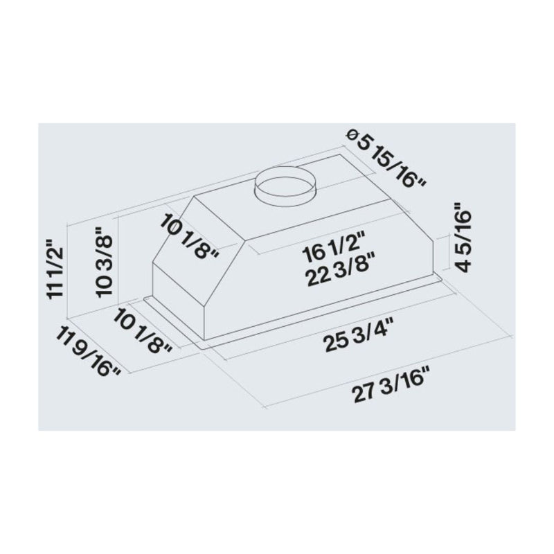 Falmec Valentina 500 Cfm Range Hood Insert in Stainless Steel with Size Options - Fival28b5ss-R