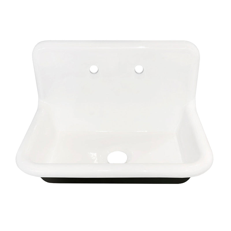 Kingston Brass 30 in. Cast Iron Single Bowl Wall Mount Sink, White - GCLWS302019