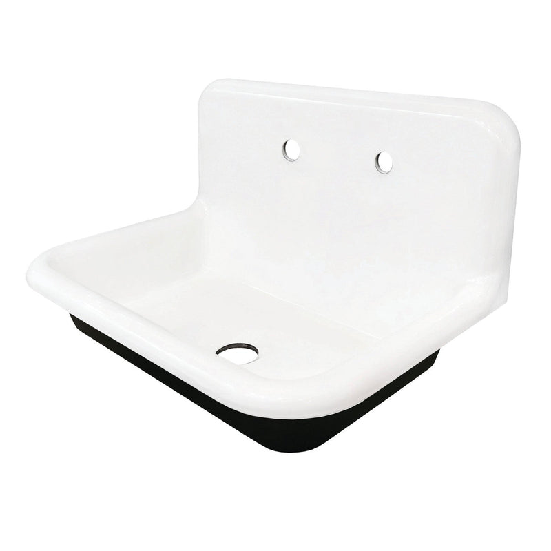 Kingston Brass 30 in. Cast Iron Single Bowl Wall Mount Sink, White - GCLWS302019