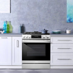 COSMO Professional Style 30 in. Slide-In Freestanding 6.1 cu. ft. Gas Range with 5 Sealed Gas Burners and Self Clean Air Fry Oven in Stainless Steel - COS-GRC305KTD