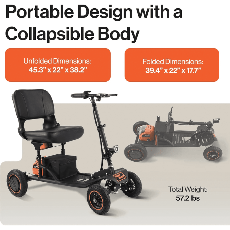 Super Handy GUT161 Electric Mobility Scooter Pro All Terrain 48V 2Ah 500W 6.25 MPH Max Speed 12.5 Mile Range New