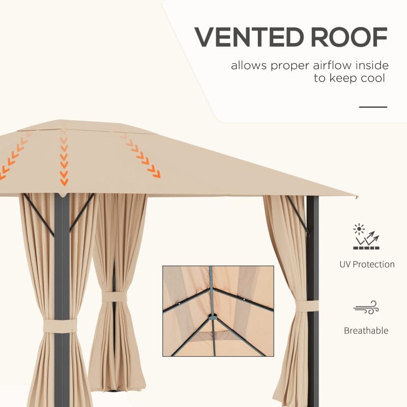 Outsunny 10' x 13' Patio Gazebo Aluminum Frame - 84C-322V01BN