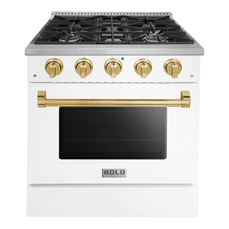 Hallman BOLD 30" 4.2 Cu.Ft. 4 Burner Freestanding Dual Fuel Range and Electric Oven - HBRDF30