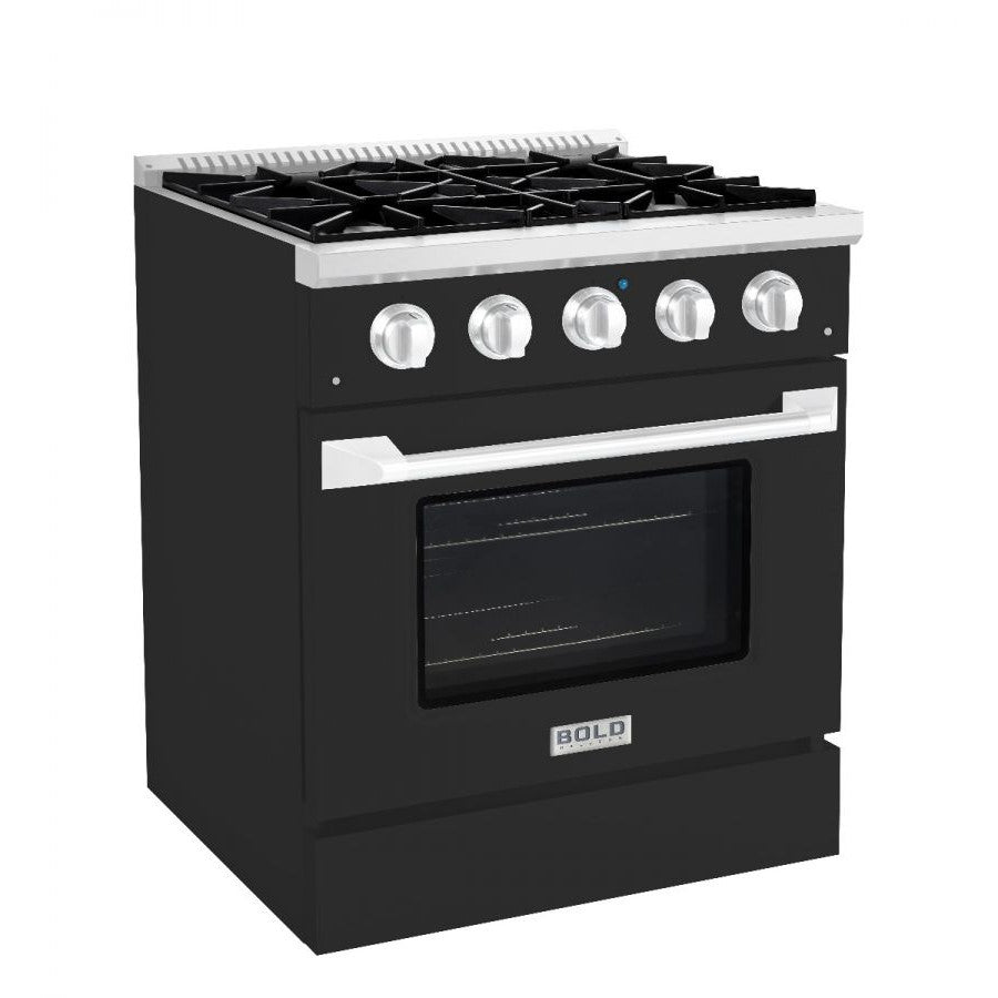 Hallman BOLD 30" 4.2 Cu.Ft. 4 Burner Freestanding Dual Fuel Range and Electric Oven - HBRDF30