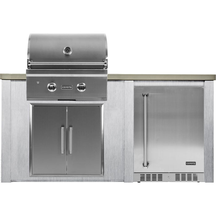 Haven 66-Inch Outdoor Kitchen Island with 24-Inch Refrigerator, Gas Grill & Double Access Door - HCOY66REF-AB-LP