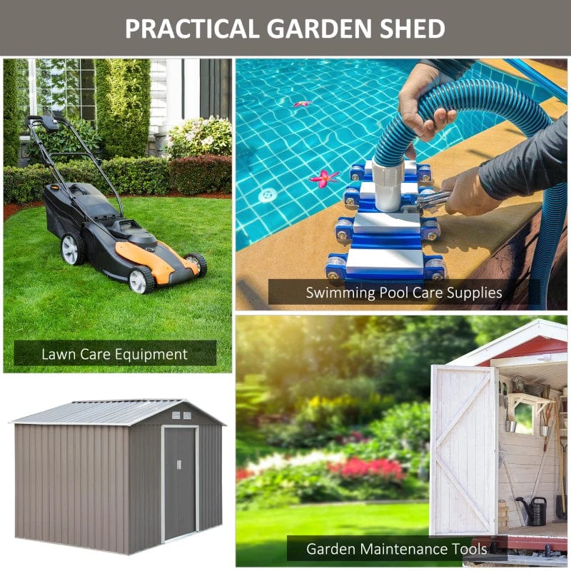 Outsunny 9' x 6.5' x 6.5' Outdoor Backyard Garden Tool Shed - 845-031GY