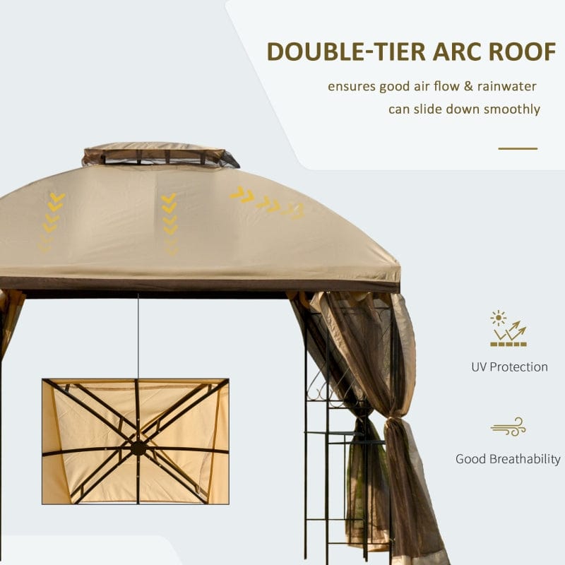 Outsunny 10' x 10' Outdoor Patio Gazebo Canopy with Double Tier Roof - 84C-192