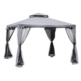 Outsunny 9.6' x 9.6' Patio Gazebo Outdoor Pavilion 2 Tier Roof Canopy - 84C-133GY