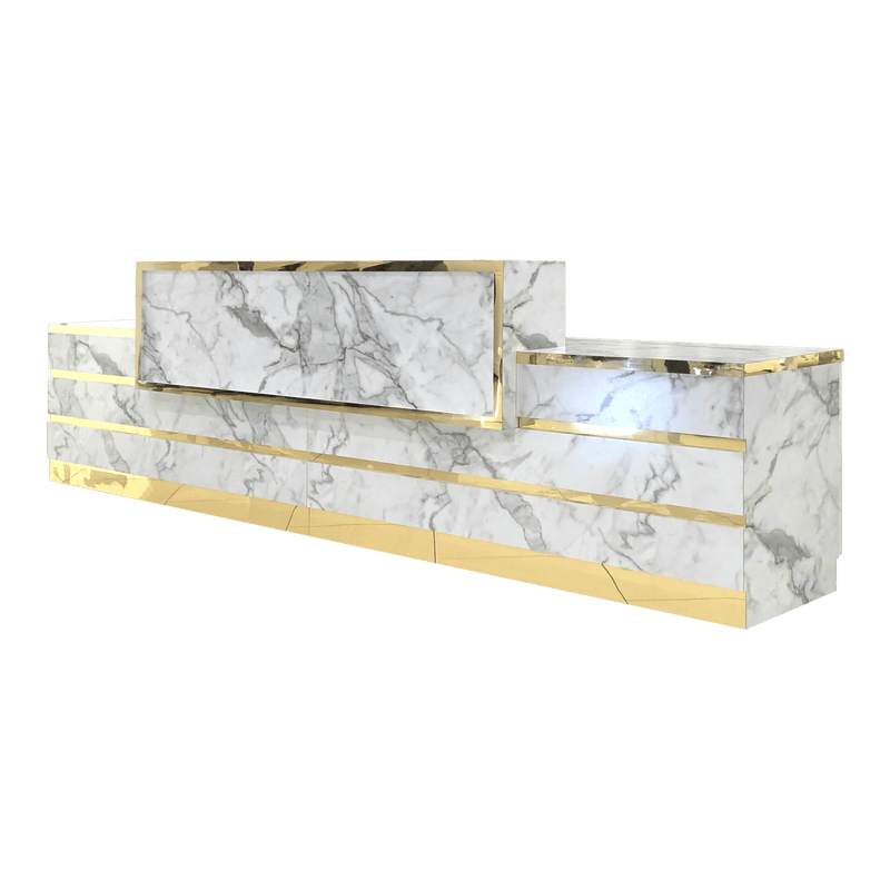 Whale Spa - Gold and Marble Reception Desk Straight