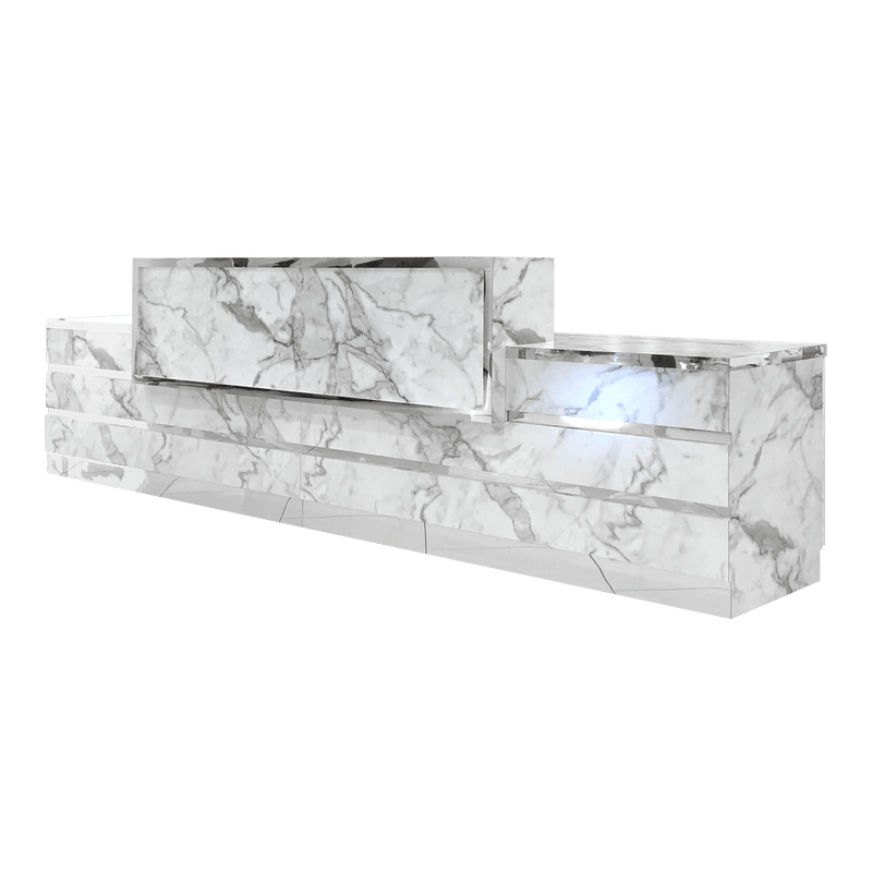 Whale Spa - Gold and Marble Reception Desk Straight