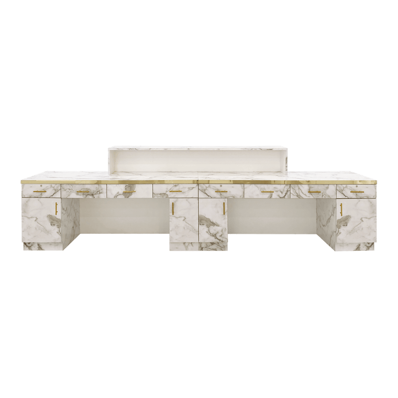 Whale Spa - Gold and Marble Reception Desk Straight