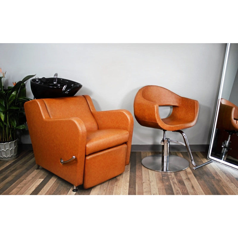 SALON EQUIPMENT PACKAGE - SHAMPOO STATION & STYLING CHAIR IN CAMEL - HON-PKG-CAM-BWSH-SYCHR-KIT