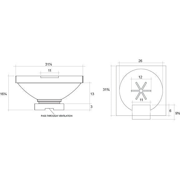 Prism Hardscapes Ibiza 31" Fire & Water Bowl with Free Cover - PH-441-FWBPNG