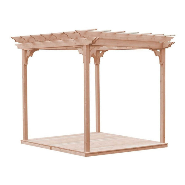 A&l Furniture 8x8 Wood Pergola Cedar with Deck and Swing Hangers