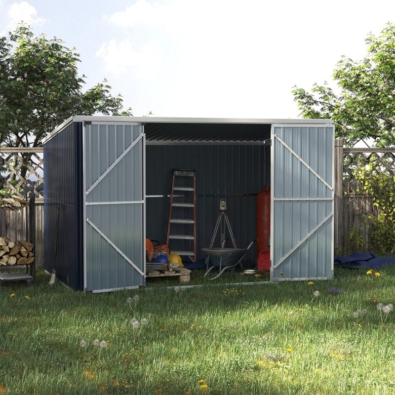 Outsunny 11' x 6' x 6' Steel Garden Storage Shed - 845-680GY