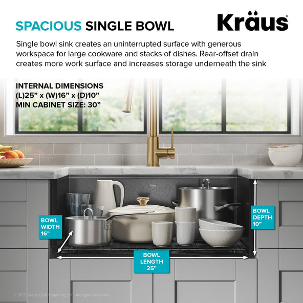 KRAUS Kore 27" Apron Front Workstation 16 Gauge Stainless Steel Kitchen Sink in PVD Gunmetal Finish - KWF210-27-PGM