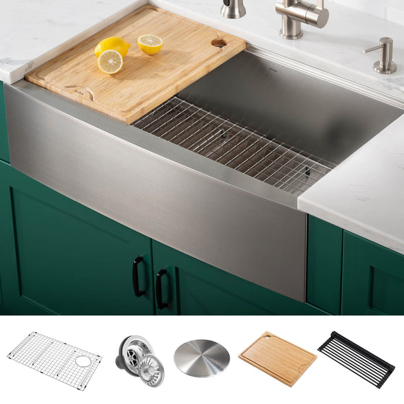 KRAUS Kore 36" 16 Gauge Stainless Steel Farmhouse Workstation Kitchen Sink - KWF210-36