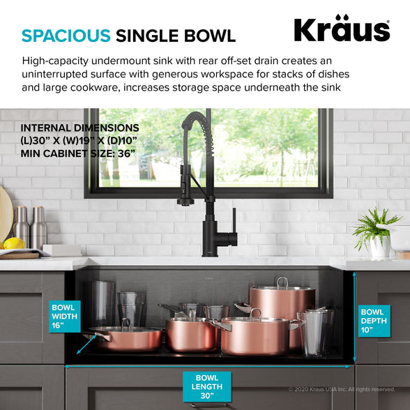 KRAUS Kore Workstation 32" Undermount 16 Gauge Single Bowl Kitchen Sink in PVD Gunmetal - KWU110-32/PGM