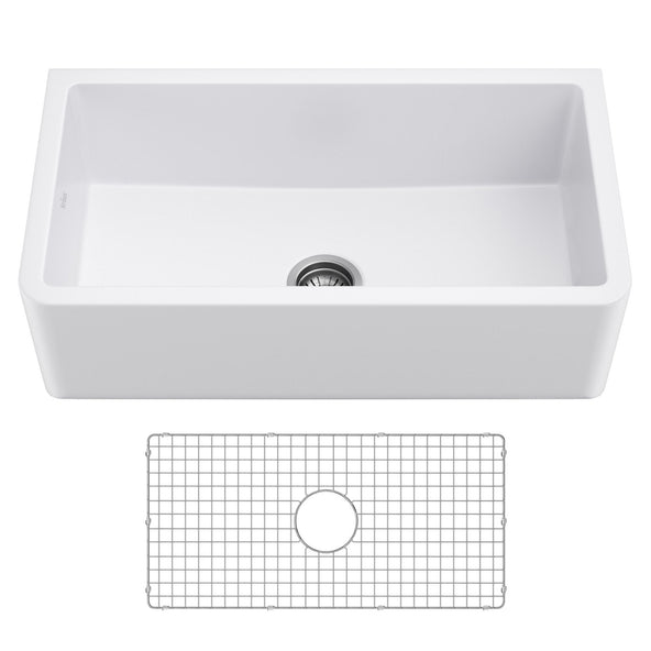 KRAUS Turino 33" Reversible Apron Front Fireclay Kitchen Sink in Matte White - KFR1-33MWH