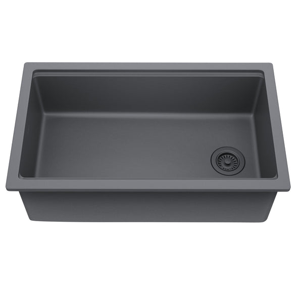 KRAUS Turino Drop-In or Undermount 33" Fireclay Workstation Kitchen Sink in Matte Grey - KFDW1-33MGR