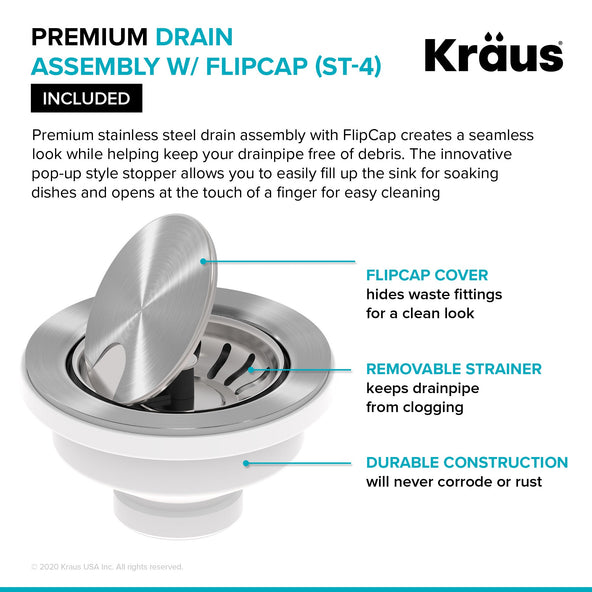 KRAUS Turino Workstation 33" Reversible Apron Front Fireclay Kitchen Sink with Accessories in Gloss White - KFR4-33GWH