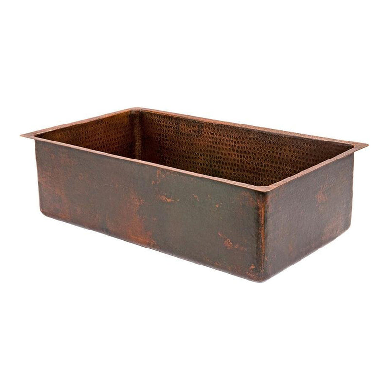 Rustic Premier Copper Hammered Copper Single Basin Kitchen Sink - KDSB