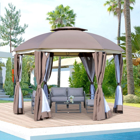 Outsunny 12' x 12' Round Outdoor Patio Gazebo Canopy - 84C-214BN