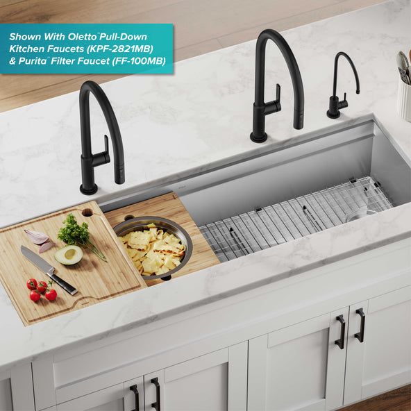 KRAUS Kore Dual Tier 57" Undermount Workstation 16 Gauge Single Bowl Kitchen Sink - KWU210-57