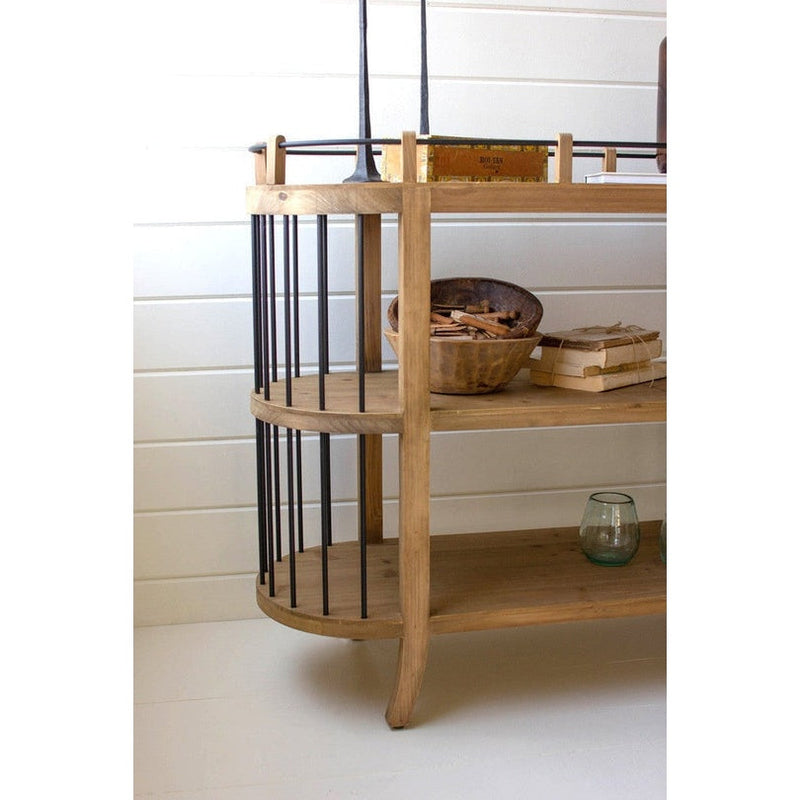 Kalalou Oval Three-Tiered Wooden Shelving Unit - CMN1550