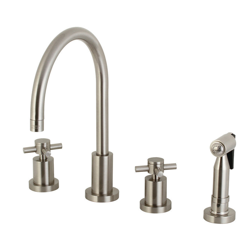 Kingston Brass Concord 8 in. Widespread Kitchen Faucet with Brass Sprayer - KS8726DXBS