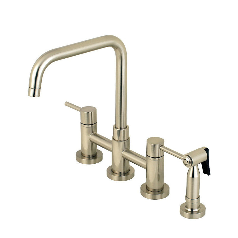 Kingston Brass Concord Two-Handle Bridge Kitchen Faucet with Brass Sprayer - KS8287DLBS