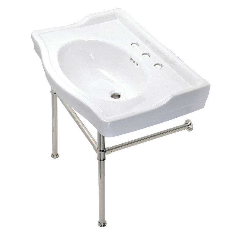 Kingston Brass Victorian 30-Inch Console Sink with Stainless Steel Legs - VPB33081ST