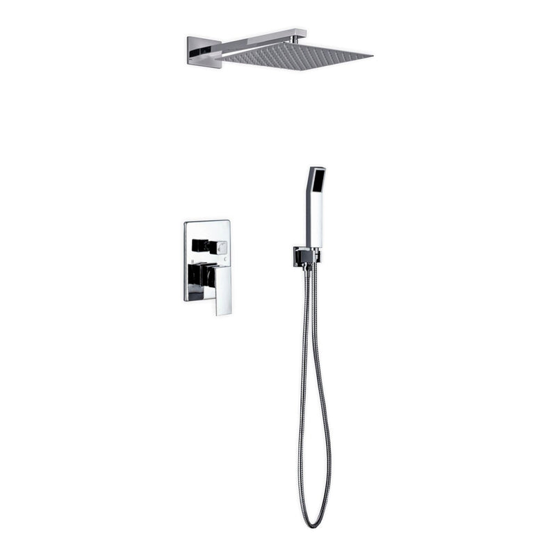 KubeBath 2 Piece Shower Set with 12" Square Rain Shower and Handheld Shower - BK-WR300HH2V