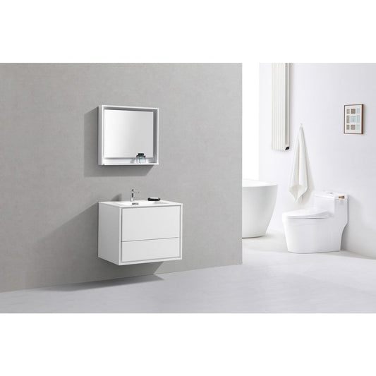 KubeBath 30 in. De Lusso Wall Mount Modern Bathroom Vanity With Color Options - DL30-HGASH