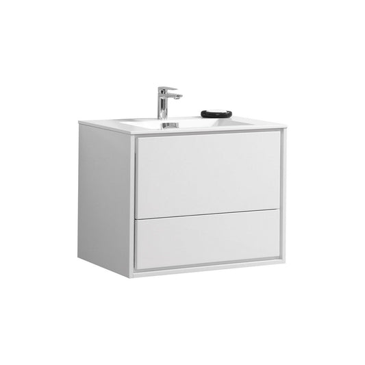 KubeBath 30 in. De Lusso Wall Mount Modern Bathroom Vanity With Color Options - DL30-HGASH