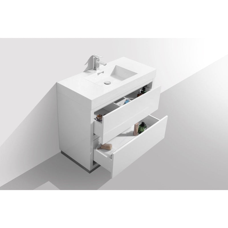 KubeBath Bliss 48 in. Free Standing Single Sink Modern Bathroom Vanity - FMB48-GW