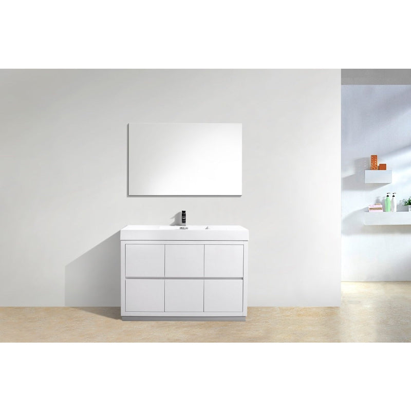 KubeBath Bliss 48 in. Free Standing Single Sink Modern Bathroom Vanity - FMB48-GW