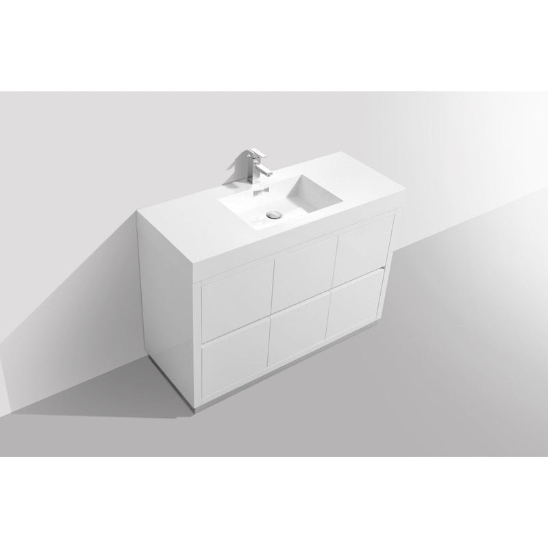 KubeBath Bliss 48 in. Free Standing Single Sink Modern Bathroom Vanity - FMB48-GW