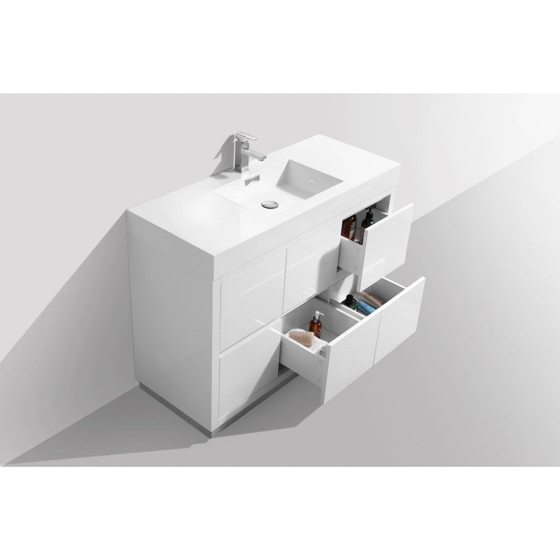 KubeBath Bliss 48 in. Free Standing Single Sink Modern Bathroom Vanity - FMB48-GW